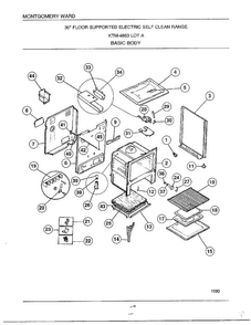 Basic Body Diagram and Parts List for 4863A  Frigidaire Range