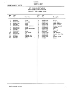 Cabinet, Top Panel, Base  Page 2 Diagram and Parts List for 6489-80A  Frigidaire Washer