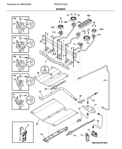 Burner Diagram and Parts List for FPGF3077QFG  Frigidaire Range