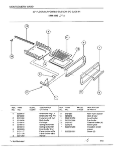 Lot A Diagram and Parts List for 2813A  Frigidaire Range