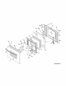 Door Diagram and Parts List for 79049402313  Kenmore Wall Oven