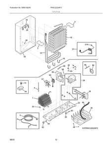 System Diagram and Parts List for PRSC2222AF3  Frigidaire Refrigerator