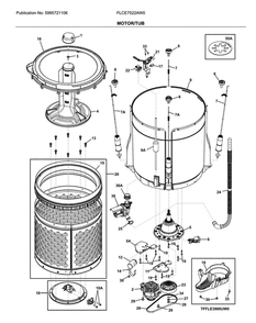 Motor/Tub Diagram and Parts List for FLCE7522AW0  Frigidaire Washer Dryer Combo