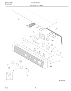 Controls/Top Panel Diagram and Parts List for GLGQ642CAS1  Frigidaire Dryer