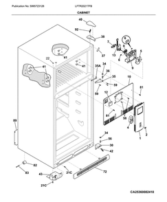 Cabinet Diagram and Parts List for LFTR2021TFB  Frigidaire Refrigerator