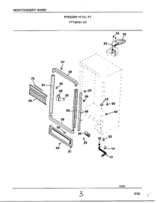 Freezer 16 Cubic Feet Page 3 Diagram and Parts List for 46351-0C  Frigidaire Freezer