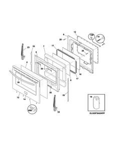 Door Diagram and Parts List for LGGF3042KFP  Frigidaire Range
