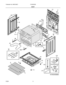 Body Diagram and Parts List for FCRE3052BWA  Frigidaire Range
