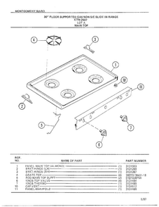 30` Floor/main Top Diagram and Parts List for 2507A  Frigidaire Range