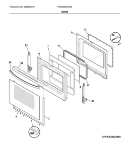 Door Diagram and Parts List for FCRE305CAWD  Frigidaire Range