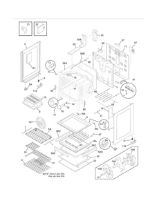 Body Diagram and Parts List for LGEF3033KQG  Frigidaire Range