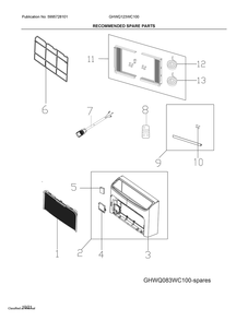 Spares Diagram and Parts List for GHWQ123WC100  Electrolux Air Conditioner