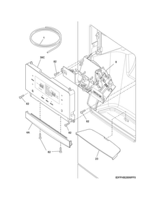 Controls & Ice Dispenser Diagram and Parts List for DGHF2360PF3A  Frigidaire Refrigerator