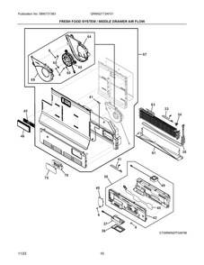 Fresh Food System / Middle Drawer Air Flow Diagram and Parts List for GRMS2773AF01  Frigidaire Refrigerator