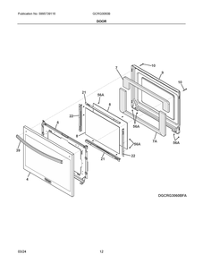 Door Diagram and Parts List for GCRG3060BDA  Frigidaire Range