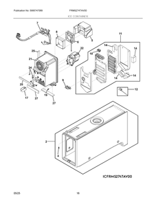 Ice Container Diagram and Parts List for FRMS274TAV00  Frigidaire Refrigerator