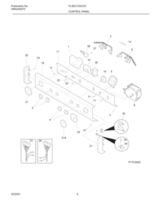 Control Panel Diagram and Parts List for FLSEC72GCS7  Frigidaire Dryer