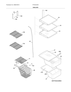 Shelves Diagram and Parts List for FFHS2322MWKA  Frigidaire Refrigerator