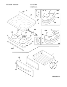 Top/drawer Diagram and Parts List for CGIF3061NFE  Frigidaire Range