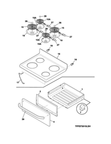 Top/drawer Diagram and Parts List for FFEF3011RSA  Frigidaire Range