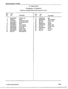 Motor/fan Housing And Exhaust Duct Page 2 Diagram and Parts List for 8289-80C  Frigidaire Dryer