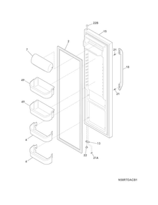 Refrigerator Door Diagram and Parts List for FFHS2611LWMA  Frigidaire Refrigerator
