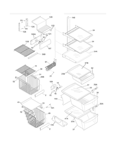 Shelves Diagram and Parts List for LGHC2342LE2  Frigidaire Refrigerator