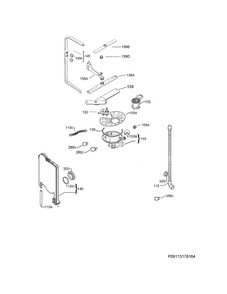 Wash System Diagram and Parts List for FGCD2456QW0B  Frigidaire Dishwasher