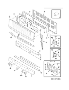 Backguard Diagram and Parts List for EW3LDF65GSN  Electrolux Range