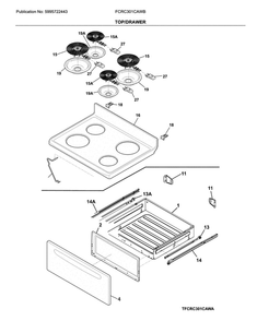 Top/Drawer Diagram and Parts List for FCRC301CAWB  Frigidaire Range