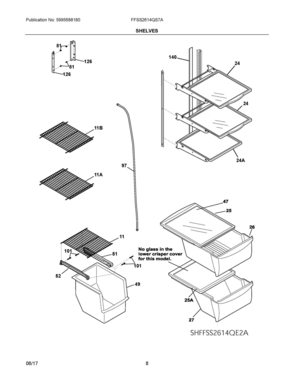05 - SHELVES Diagram and Parts List for FFSS2614QS7A  Frigidaire Refrigerator