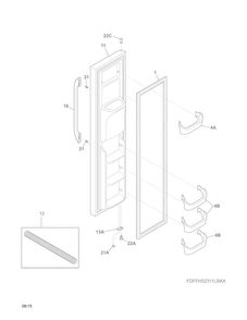 Freezer Door Diagram and Parts List for FFHS2311PFAA  Frigidaire Refrigerator