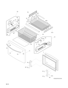 Freezer Drawer, Baskets Diagram and Parts List for 25370313210  Kenmore Refrigerator