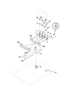 Burner Diagram and Parts List for FLC30C3AUB  Frigidaire Cooktop