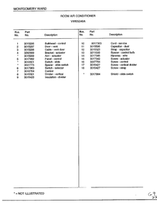 Room Air Conditioner Page 4 Diagram and Parts List for 5249A  Frigidaire Air Conditioner