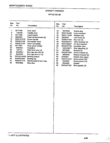 Upright Freezer Page 2 Diagram and Parts List for 43159B  Frigidaire Freezer