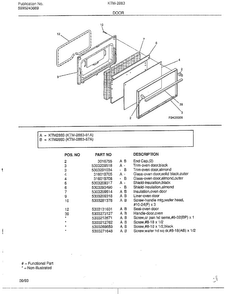 Door Diagram and Parts List for 2883-81A  Frigidaire Range