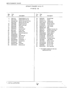Upright Freezer 19 Cubic Feet Page 6 Diagram and Parts List for 49152-0B  Frigidaire Freezer