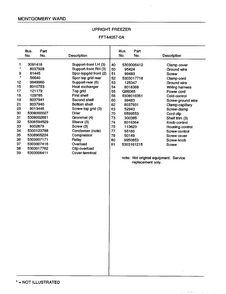 Upright Freezer Page 4 Diagram and Parts List for 44057A  Frigidaire Freezer