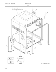 Tub Diagram and Parts List for CDBEH351UB0A  Frigidaire Dishwasher