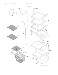 Shelves Diagram and Parts List for DFHS2313MFKA  Frigidaire Refrigerator