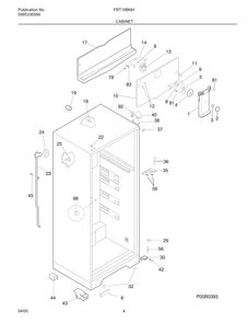Cabinet Diagram and Parts List for FRT18BNHZ0  Frigidaire Refrigerator