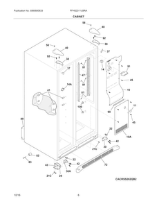 Cabinet Diagram and Parts List for FFHS2311LBRA  Frigidaire Refrigerator