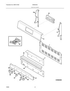 Backguard Diagram and Parts List for 30462042C  Frigidaire Range