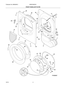 Front Panel/Lint Filter Diagram and Parts List for MDE676NZHS1  Frigidaire Dryer