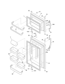 Door Diagram and Parts List for 25361827016  Kenmore Refrigerator