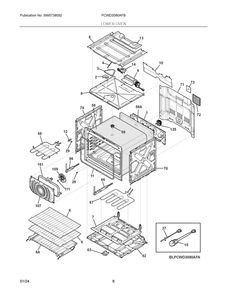 Lower Oven Diagram and Parts List for PCWD3080AFB  Frigidaire Wall Oven
