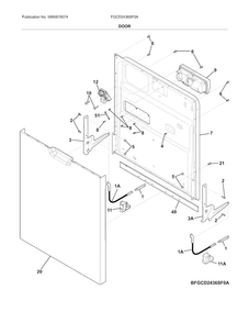 Door Diagram and Parts List for FGCD2436SF0A  Frigidaire Dishwasher