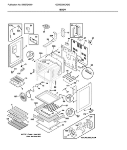 Body Diagram and Parts List for GCRE306CADD  Frigidaire Range