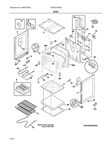 Body Diagram and Parts List for CFEF3016VSD  Frigidaire Range